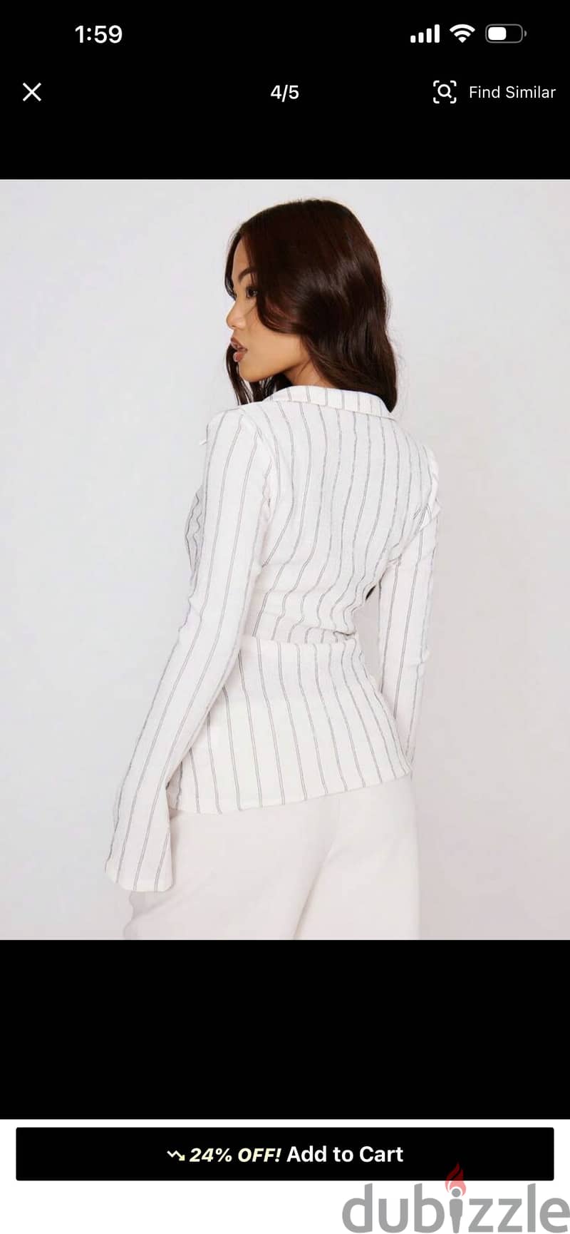 New Musera Stripe Flare Long Sleeves / Size: L / White / Black 1