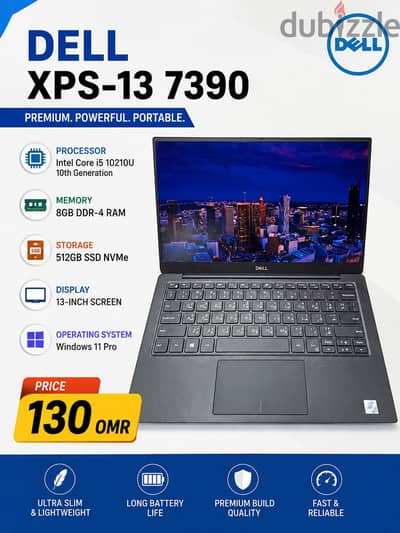 DEL XPS-13 7390 CORE i5 10210U 10th GENERATION 8GB RAM DDR-4 512GB SSD
