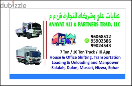 Truck for rent all Muscat 7ton 10ton Best price 9595 26 58