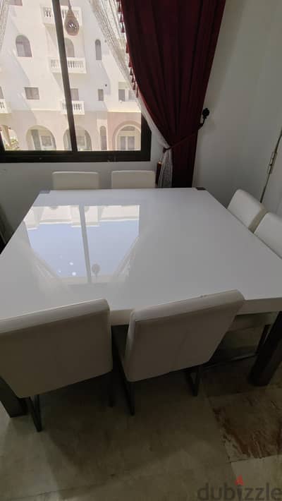 Modern Square Dining Set – Sleek, Elegant & Seats 8 with 6 Chairs