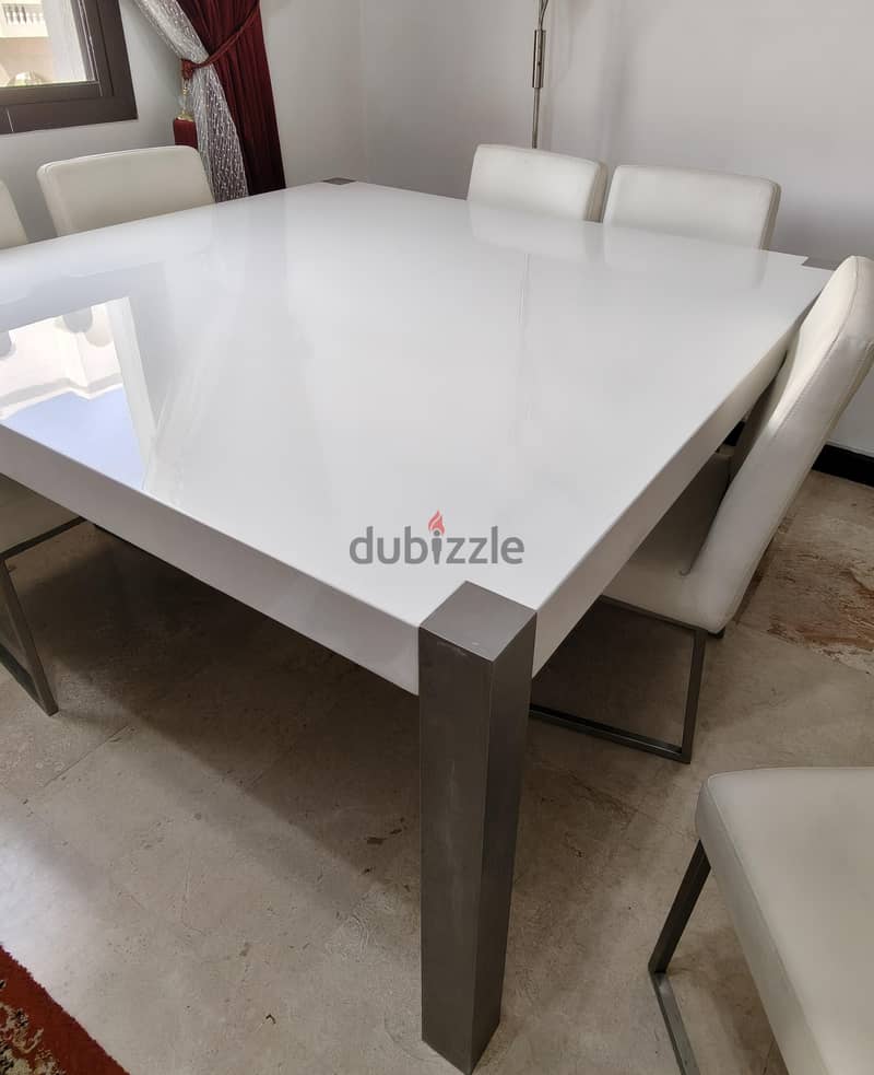 Modern Square Dining Set – Sleek, Elegant & Seats 8 with 6 Chairs 2