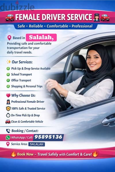 Lady driver available for pick and drop