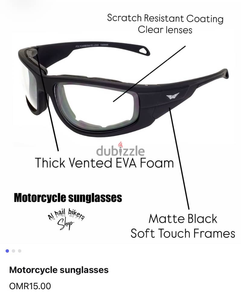 Motorcycle glasses- Foam padded sunglasses, scratch resistant, USA 4