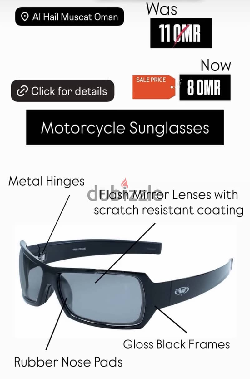 Motorcycle glasses- Foam padded sunglasses, scratch resistant, USA 12