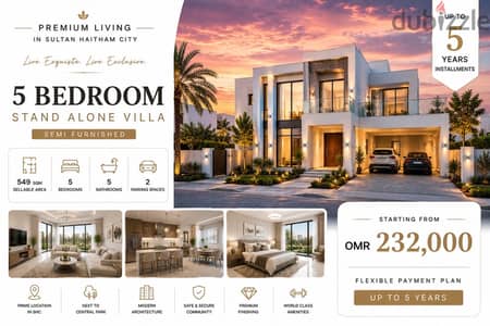 5BR Standalone Villa | 549 SQM | Sultan Haitham City | 5-Year Plan