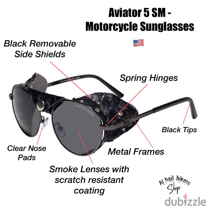 Motorcycle glasses- Foam padded sunglasses, scratch resistant, USA 19