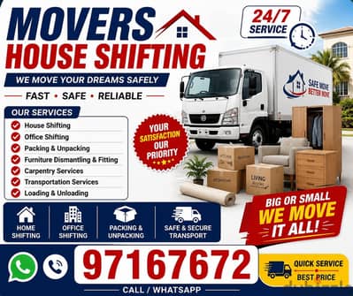 All Oman Movers and Packer house shifting office Villa store transport