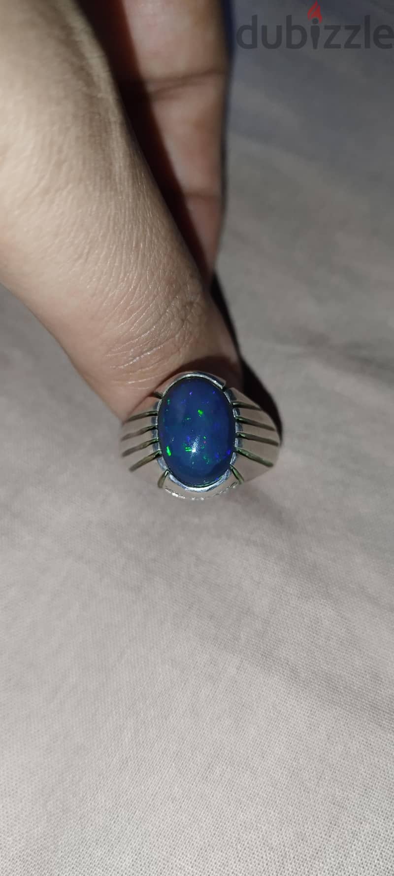 blue Opal stone with silver ring 3