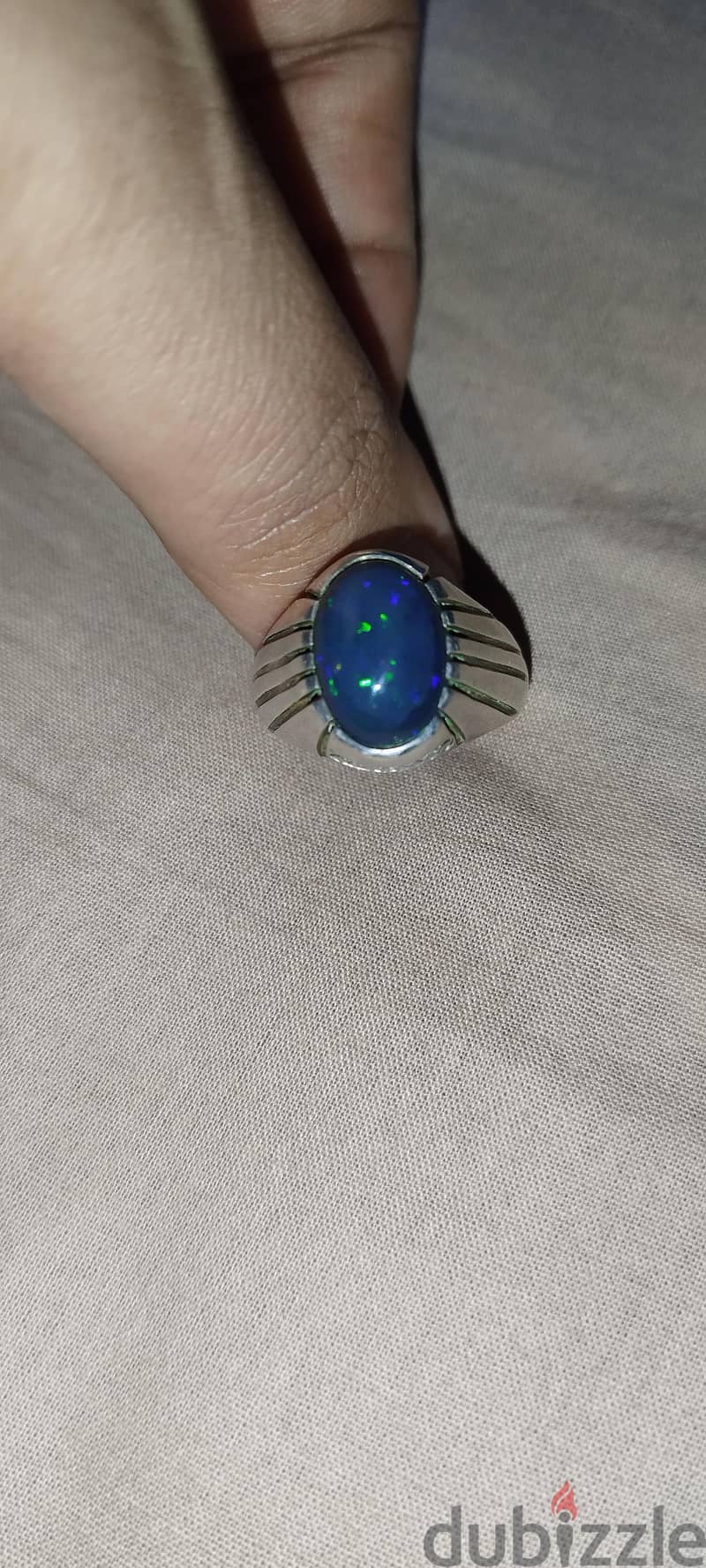 blue Opal stone with silver ring 4