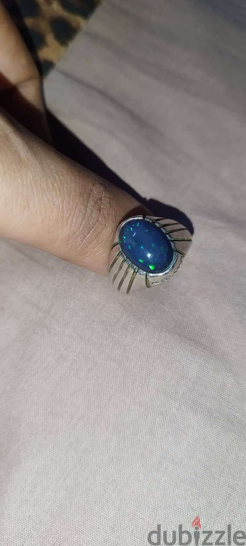 blue Opal stone with silver ring 5