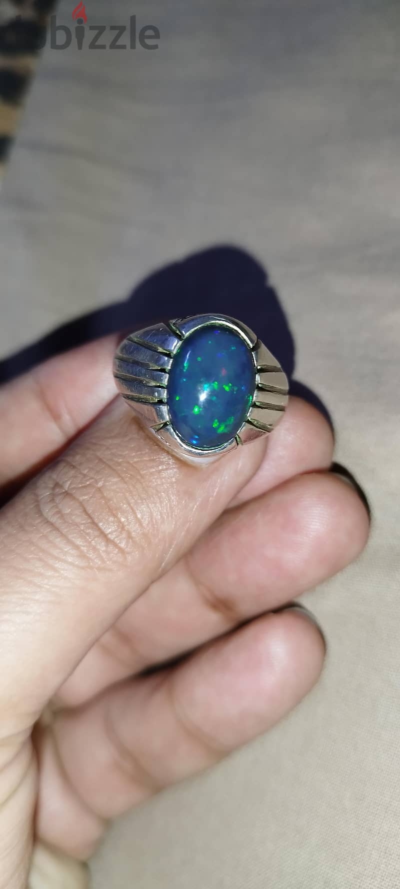 blue Opal stone with silver ring 6