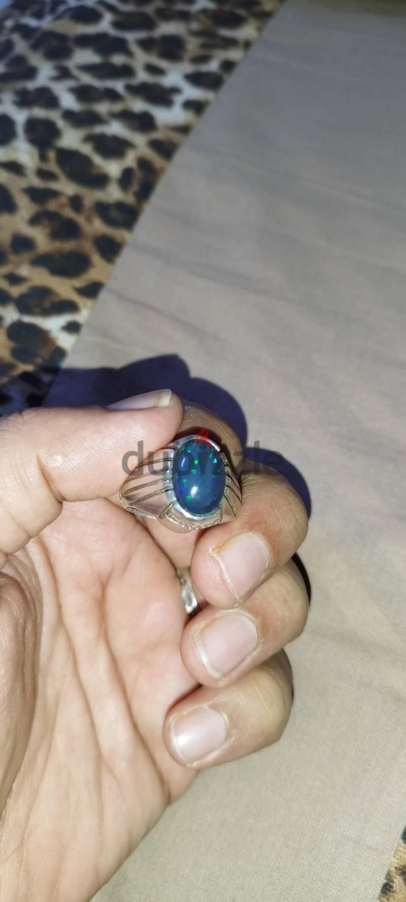 blue Opal stone with silver ring 7