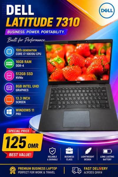 DELL LATITUDE 7310 10th GENERATION CORE I7-10610U CPU 16GB RAM DDR-4 512GB SSD NVMe