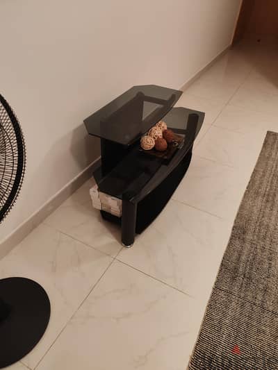 Modern Black Smoked Glass 2-Tier Table – Excellent Condition