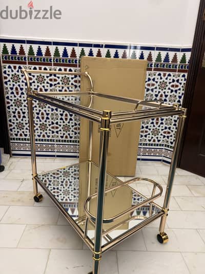 Brand new premium golden serving trolley for sale ,made in Taiwan