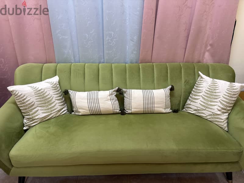 Royal Green Sofa with 7-pillows 1