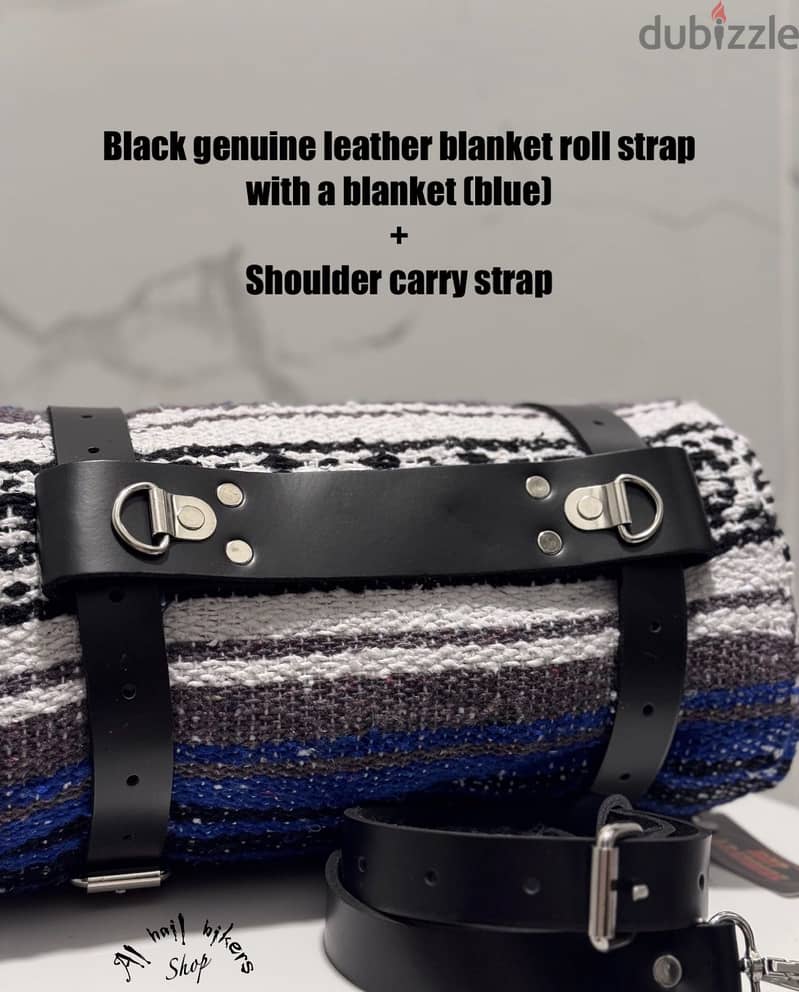 Motorcycle blanket roll / yoga , beach blanket, genuine leather strap 10
