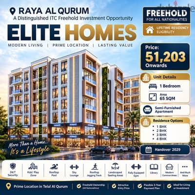 1 BEDROOM FOR SALE FREEHOLD IN QURAM| Freehold | Raya Al Qurum | Handover 2029-FLEXIBLE PAYMENT PLAN