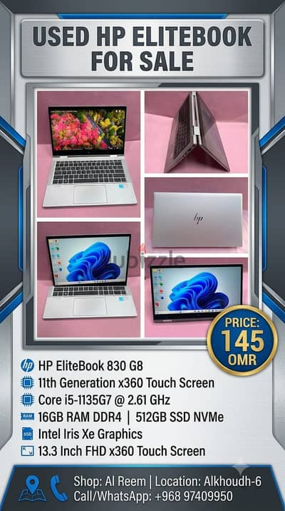 78426067 11th GEN X360 TOUCH HP ELITEBOOK 830 G8 CORE i5 16GB RAM 512gb SSD NVMe 13.5 INCH SCREE
