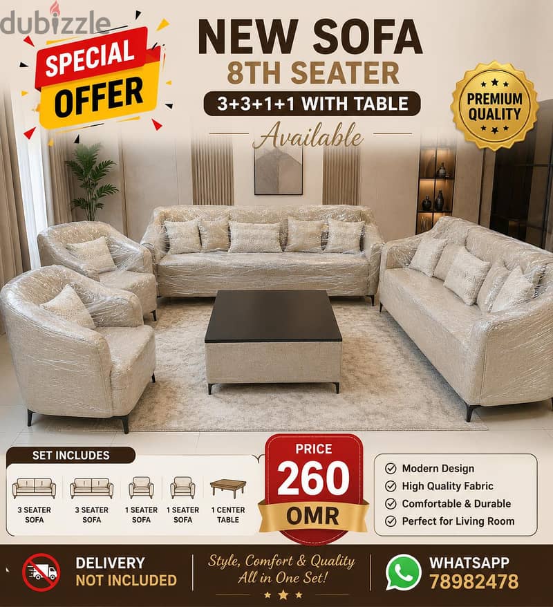LIMITED-TIME OFFER! 8-Seater Sofa Set (3+3+1+1) 1