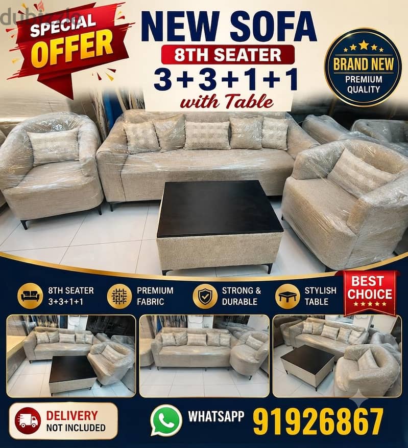 LIMITED-TIME OFFER! 8-Seater Sofa Set (3+3+1+1) 3