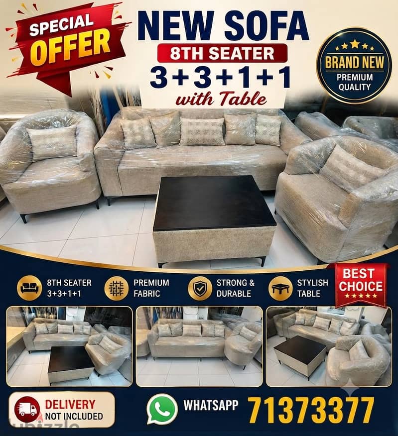 LIMITED-TIME OFFER! 8-Seater Sofa Set (3+3+1+1) 4