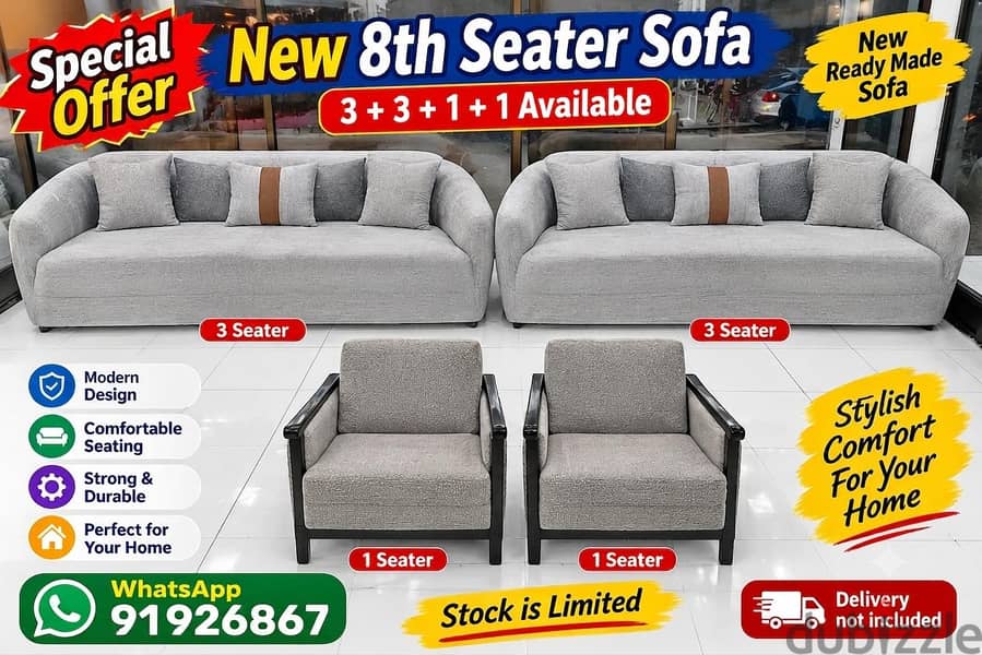 LIMITED-TIME OFFER! 8-Seater Sofa Set (3+3+1+1) 5