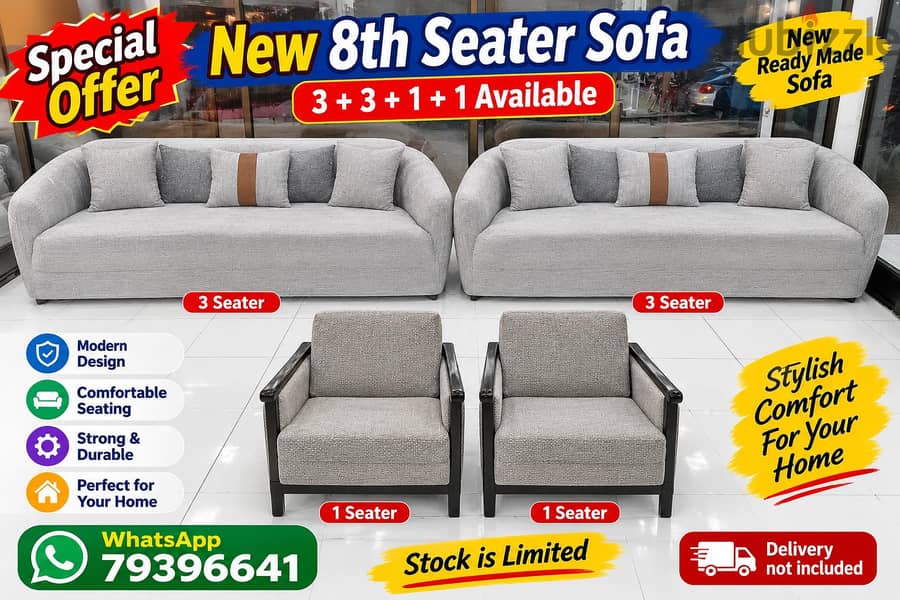 LIMITED-TIME OFFER! 8-Seater Sofa Set (3+3+1+1) 6