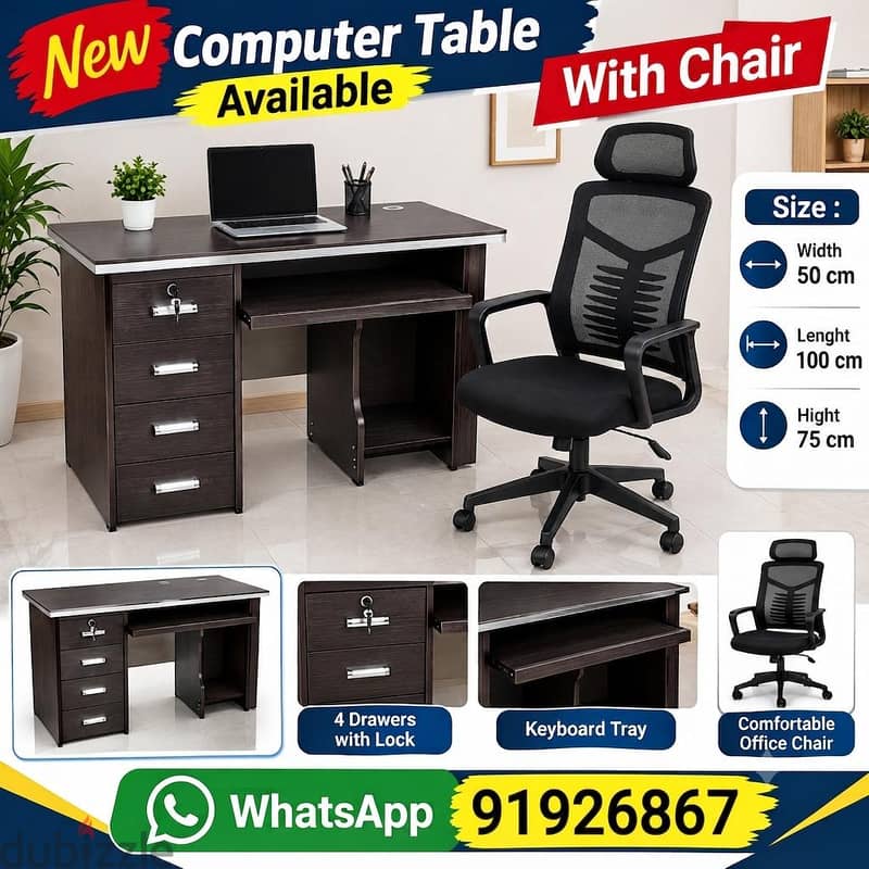 New table with chair available. 2