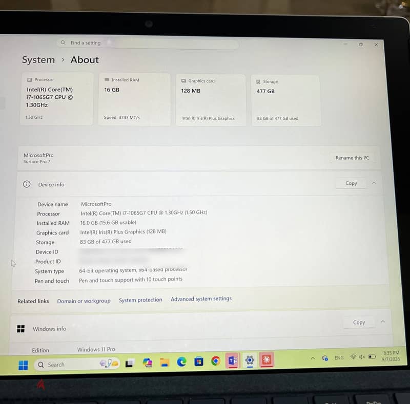 Microsoft Surface Pro 7 7