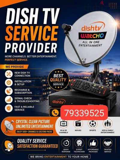 All kinds of dish repair and maintenance and new fixing.