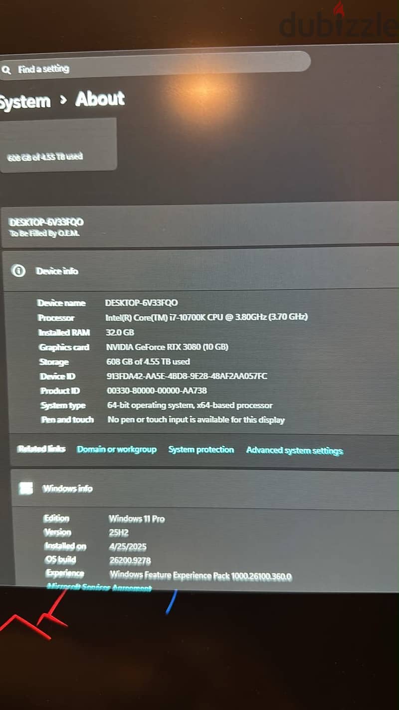 PC for sell with RTX3080 للبيع بي سي - Desktop computers - 131352405