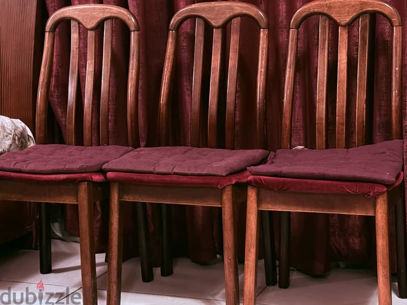 Comfortable used 3 chairs with additional velvet cushions 1