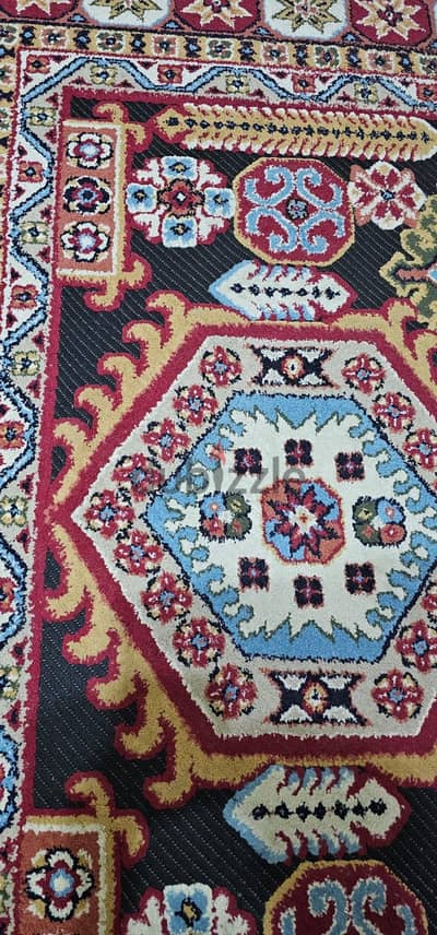 Large 2x3m Oriental / Bukhara Rug - Black, Gold & Red, Like New