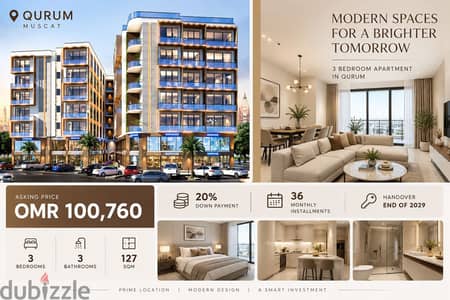3BR Apartment in Qurum | 127 SQM | FreeHold
