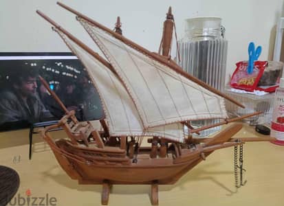 Handcrafted Wooden Omani Dhow Model / Traditional Ship Decor
