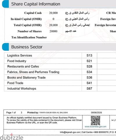 ACTIVE LLC COMPANY FOR SALE – MUSCAT, OMAN