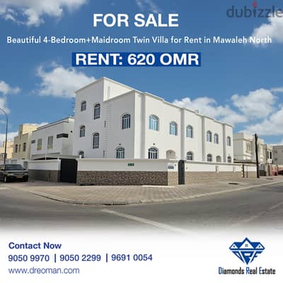 Beautiful 4-Bedroom+Maidroom Twin Villa for Rent in Mawaleh North