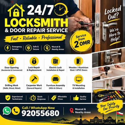 lock door open/door repair/electric lock fix/locksmith/carpenter/