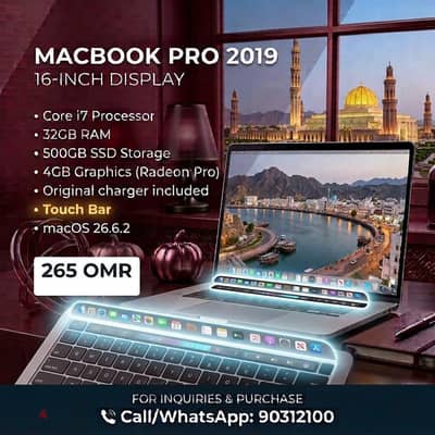 Apple 2019 MacBook Pro 16" Touch Bar  Core i7 Processor 32GB RAM 512GB