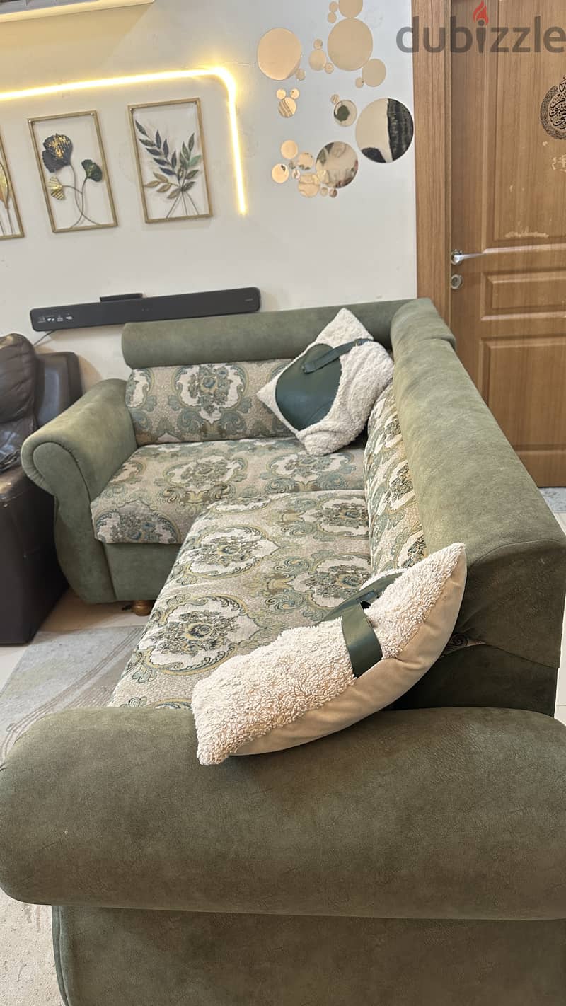 Olive green 5 seater Sofa 1