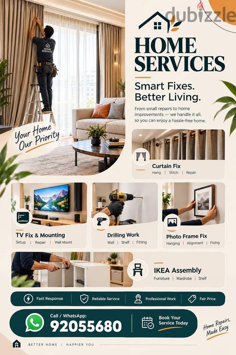 curtain/TV/photo fix in wall/IKEA fix,carpenter work/drilling work/etc 1