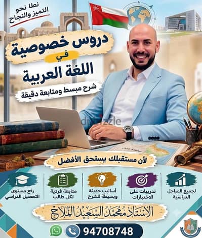 معلم عربي لمعظم المواد وكافة الصفوف حتي صف 12