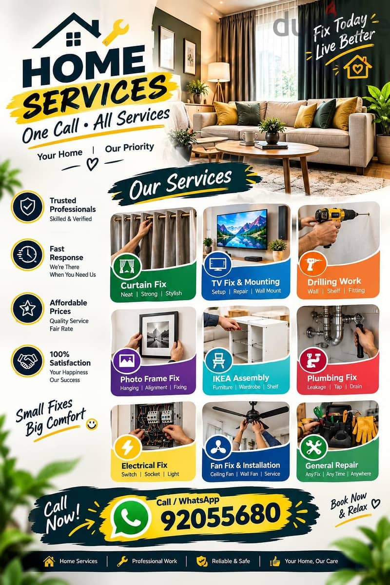 carpenter/furniture,IKEA fix repair/curtain,TV fix in wall/drilling 3