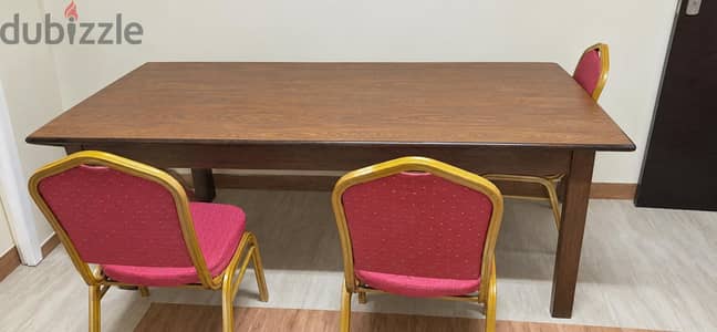 Large Wooden Dining/Conference Table with Chairs - Good Condition