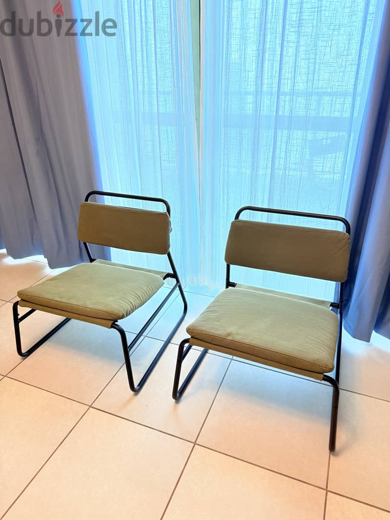 Metal and fabric chairs 1