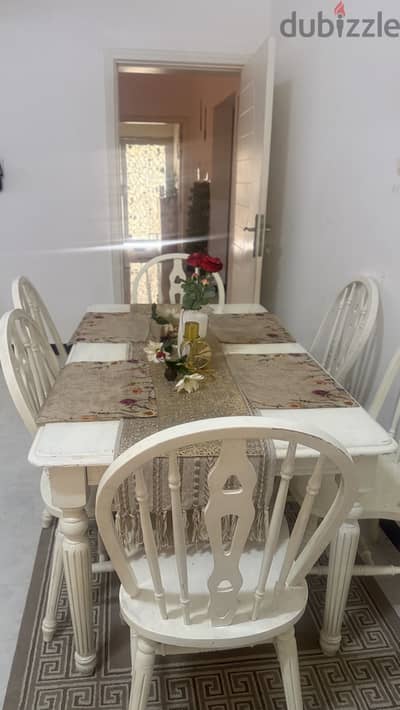 Vintage Hand-Painted Wooden Dining Table Se