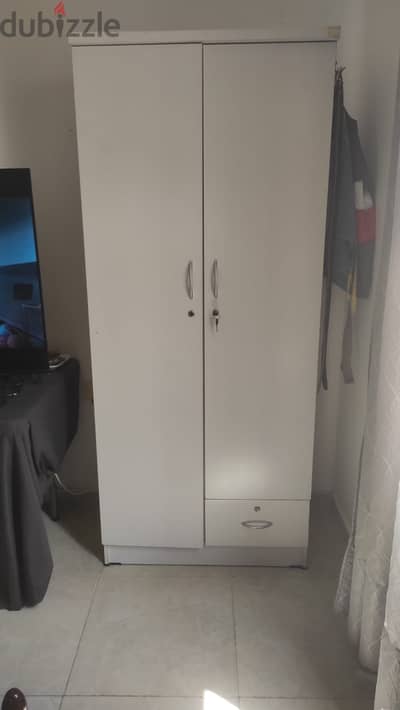 Cupboard,two single bed with mattress and gas cylinder