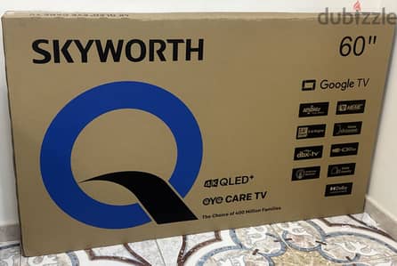 Skyworth 60 inch 4K QLED+ 120HZ Turbo Google TV Brand new with one