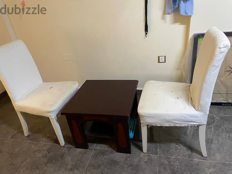 Solid chair with table and reclyner chair and iron stand 91289845 5